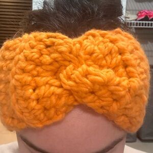 Hand crocheted, orange turban headband